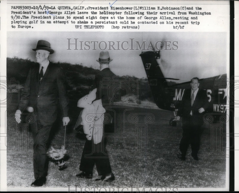 Load image into Gallery viewer, 1959 Press Photo Pres.Dwight Eisenhower and William E.Robinson arrived in Wash
