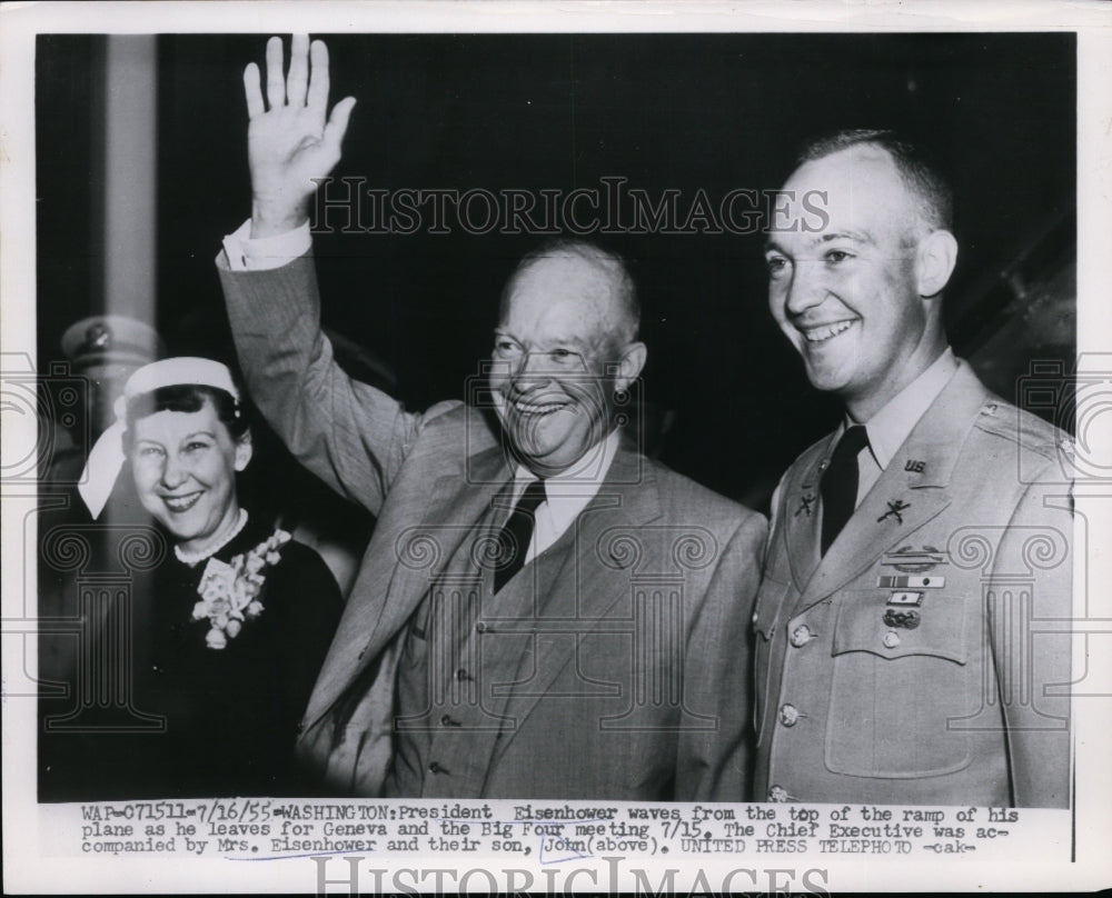 1955 Press Photo Pres.Dwight Eisenhower leaves for Geneva for Big Four Meeting