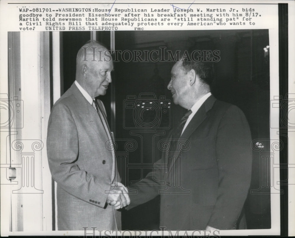 1967 Press Photo President Dwight D. Eisenhower w Joseph W. Martin, Jr.- Historic Images