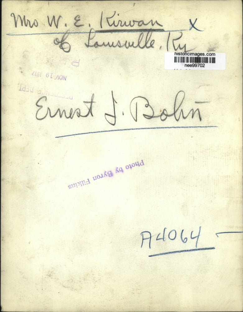 1937 Press Photo Mrs. W.E. Kirwan, Ernest J. Bohn at Ohio Event - nee99702