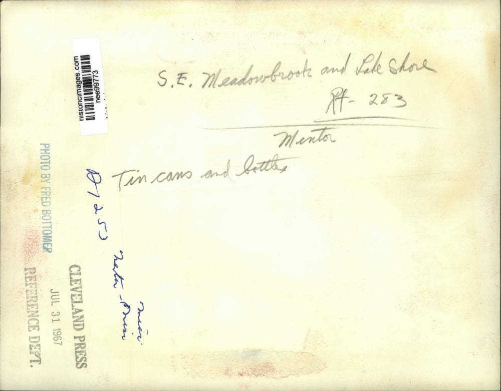 1967 Press Photo Weeds Growing & Trash on Roadside, Mentor, Ohio - nee99773