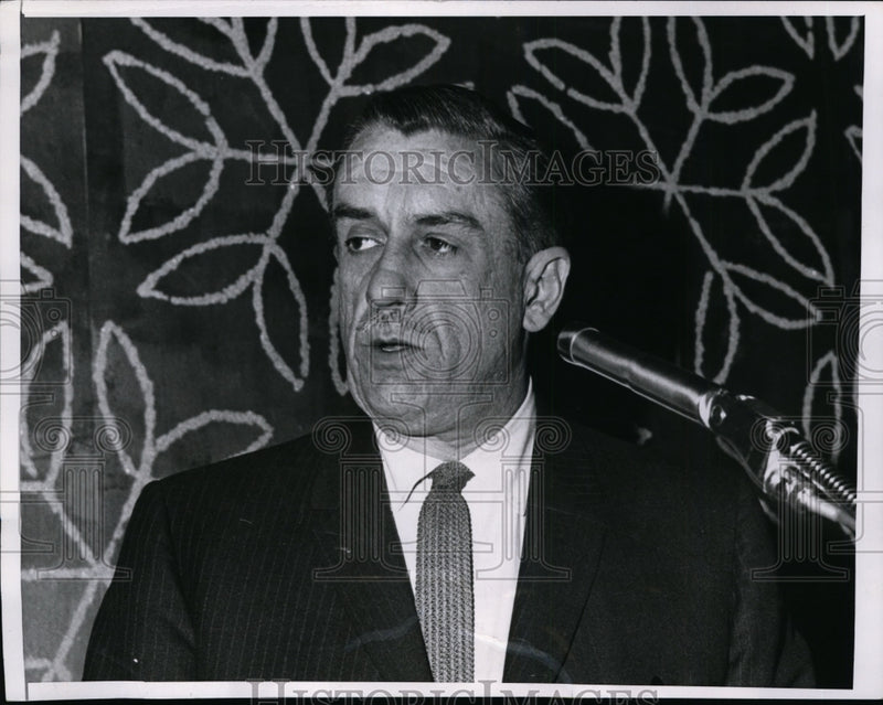 Load image into Gallery viewer, 1966 Press Photo Merriman Smith, Veteran UPI Newsman speaking in Chicago
