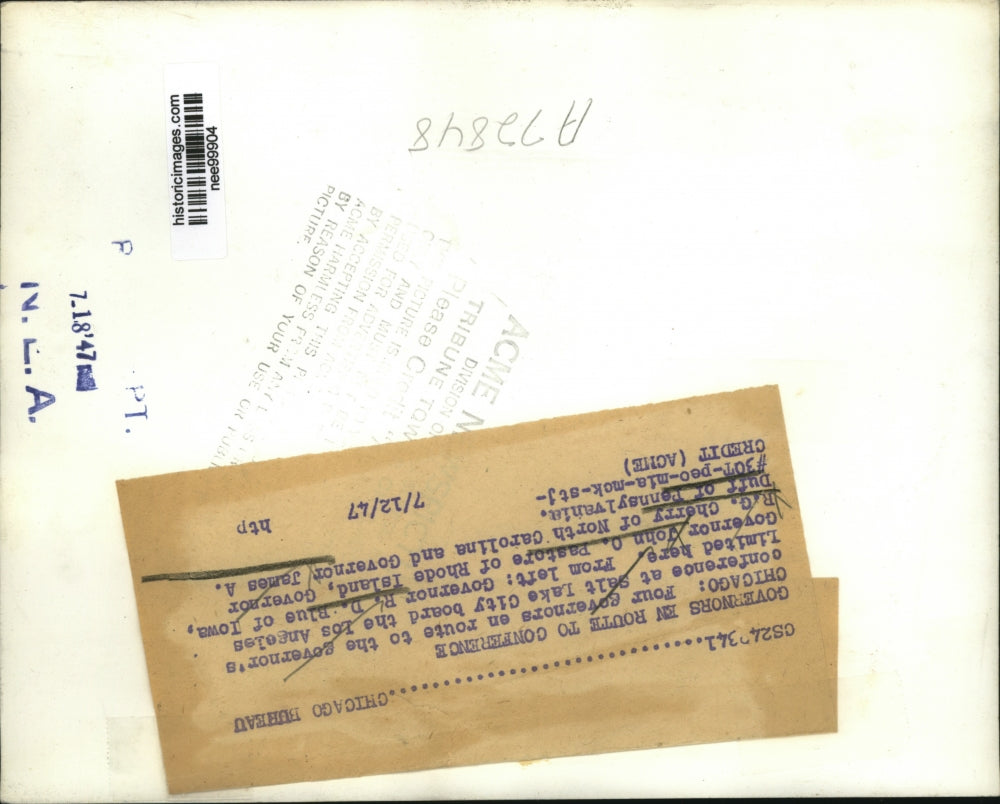 1947 Press Photo Governors En Route to Salt Lake City Conference - nee99904