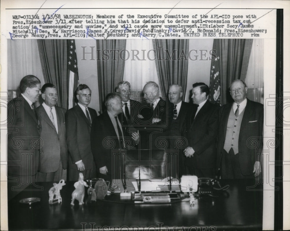 1958 Press Photo AFL-CIO Committee Members with President Dwight D. Eisenhower