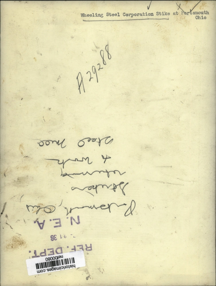 1936 Press Photo Wheeling Steel Corporation Strike At Portsmouth, Ohio