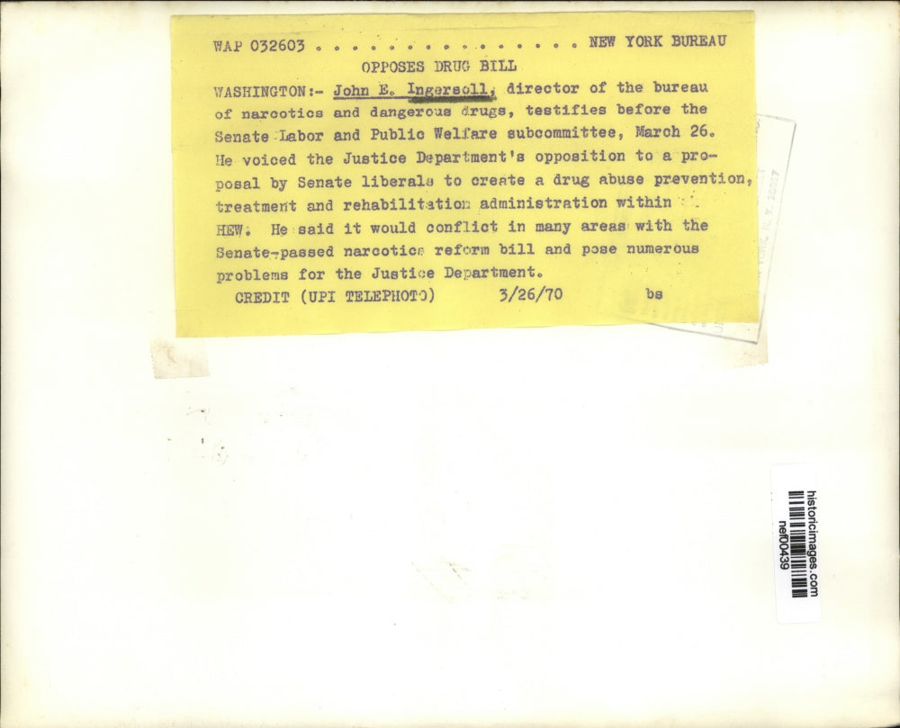 1970 Press Photo John Ingersoll director Bureau of Narcotics & Dangerous Drugs
