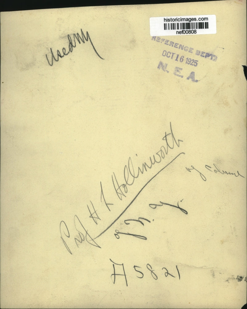 1925 Press Photo Professor HL Hollinworth of New York - nef00808