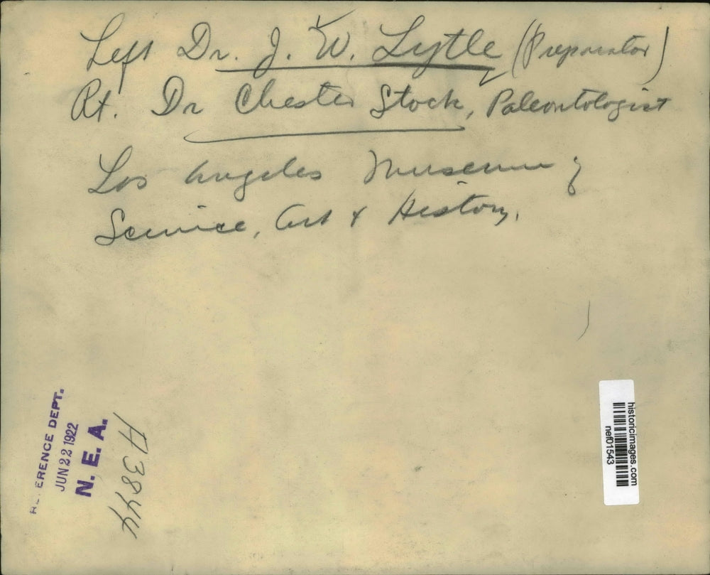 1922 Press Photo Dr JW Lytle & Dr Chester Stock at LA Museum of Science Art