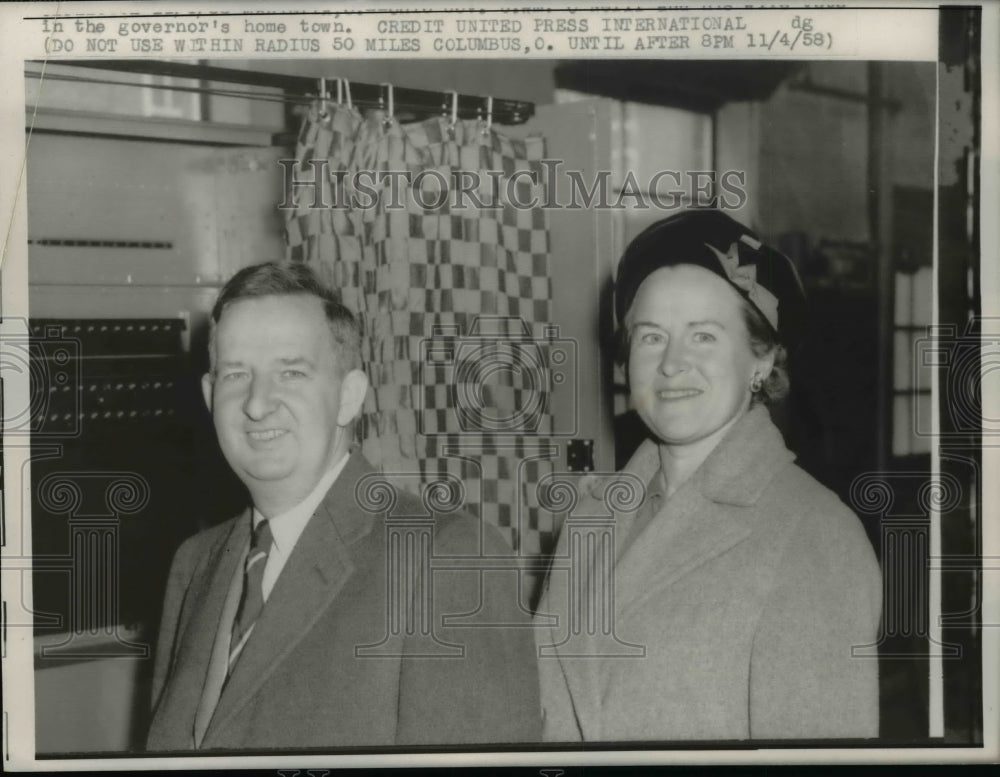 1958 Press Photo Ohio Governor C. William O&#39;Neill and Wife - nef01586