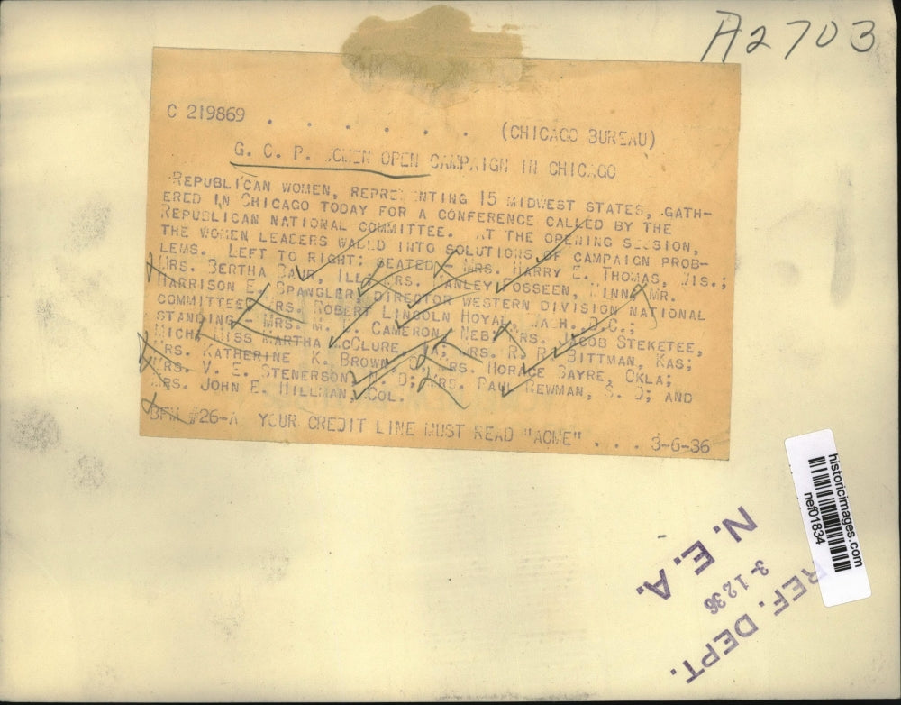 1936 Press Photo Women gather at meeting of Republican National Committee