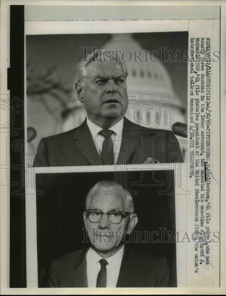 1965 Press Photo IW Abel unseats David McDonald as President United Steelworkers