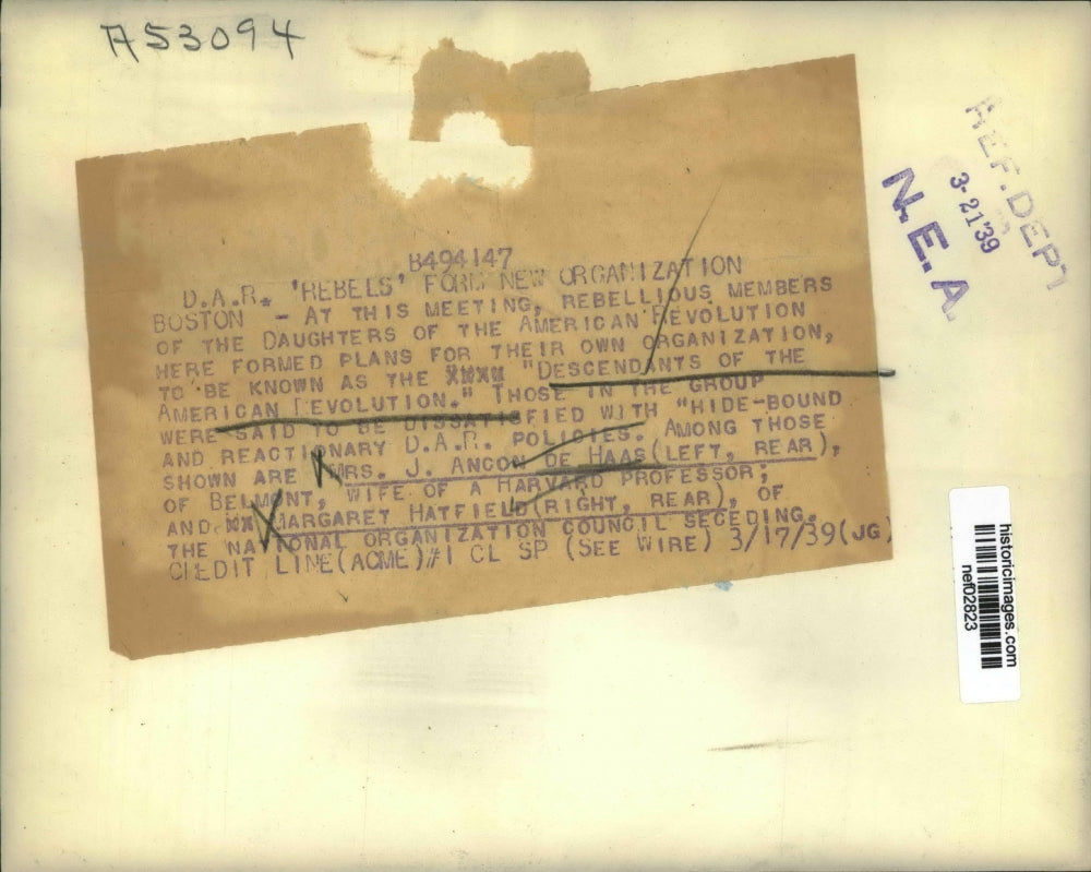 1939 Press Photo Rebellious members of the Daughters of the American Revolution