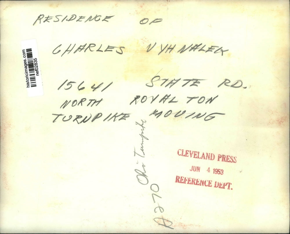 1953 Press Photo Residence of Charles Vyhnalex 15641 State Rd North Royalton