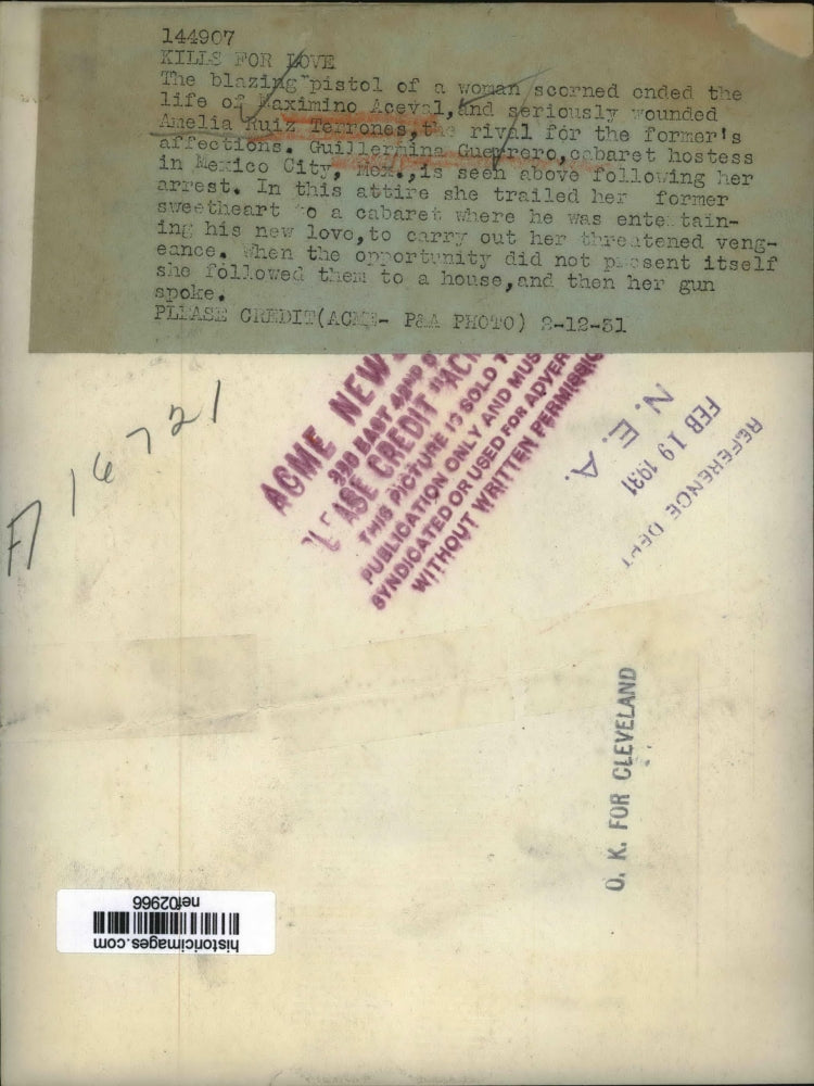 1931 Press Photo Guillermina Guerrero Murders Her Former Lover - nef02966