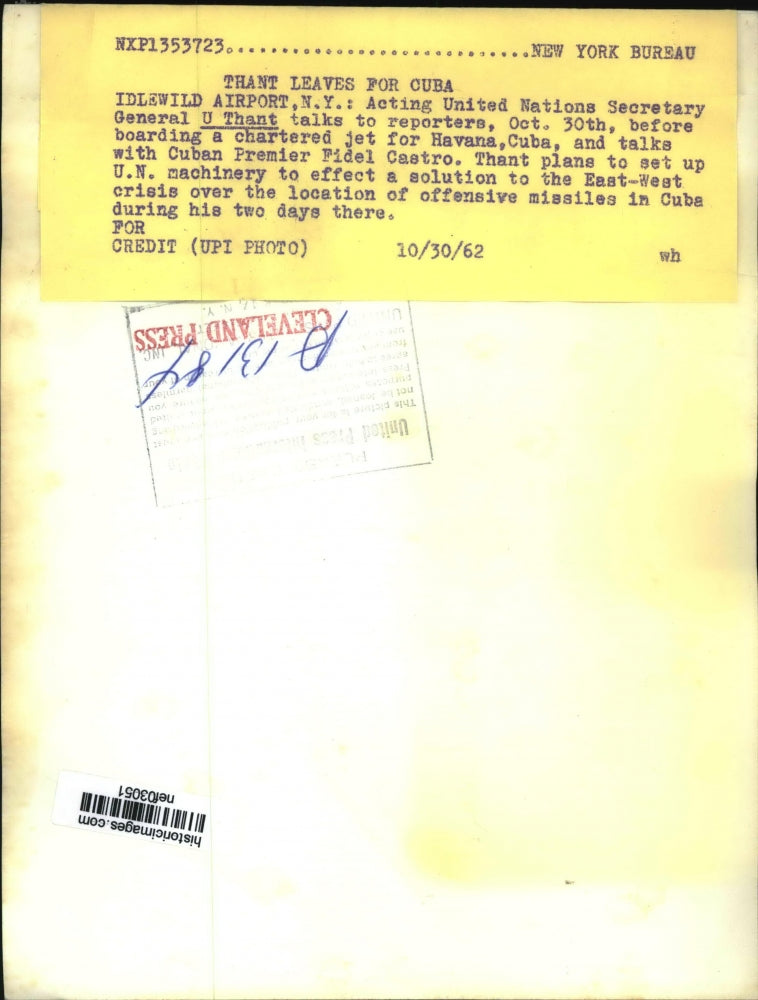 1962 Press Photo United Nations Secretary General U Thant Talks to Reporters