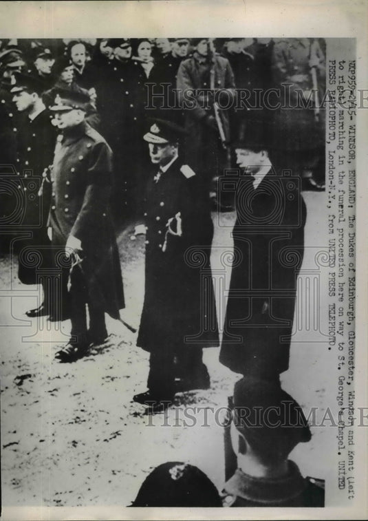 1952 Press Photo Dukes Marching in Funeral Procession, London - nef03072