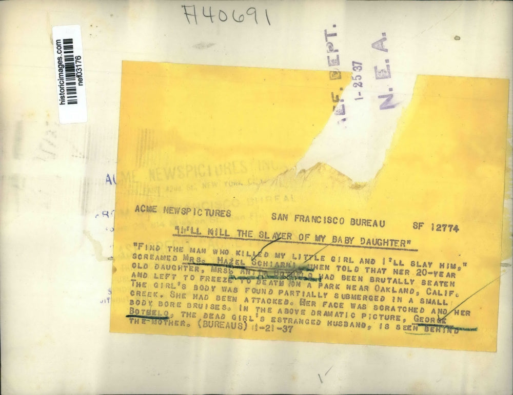 1937 Press Photo George Bothelo & Hazel Schiarni in court - nef03176