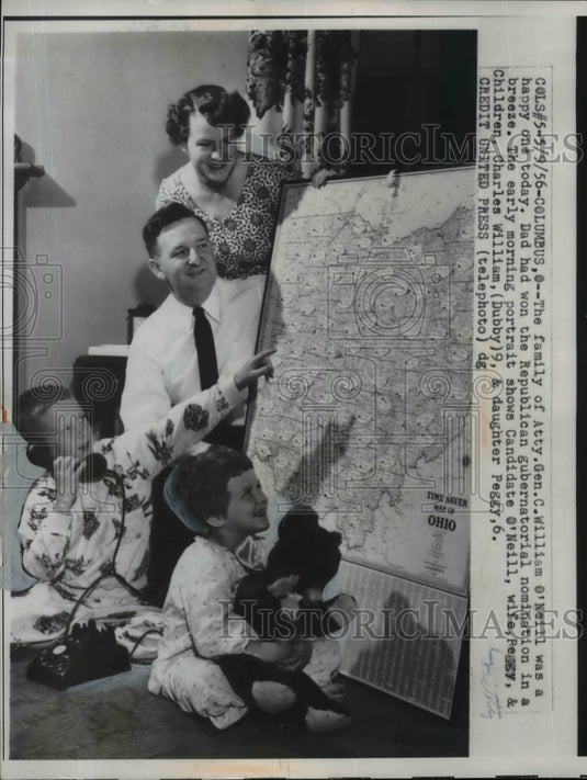 1956 Press Photo Family of OH Atty Gen William ONeil celebrates nomination