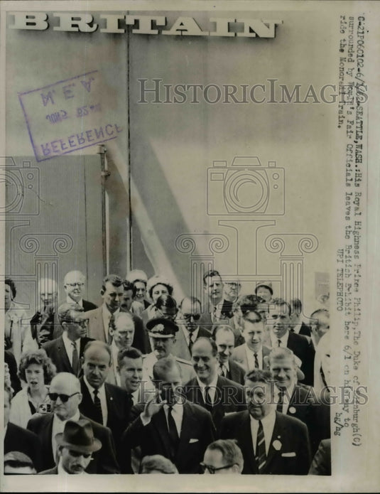 1962 Press Photo Prince Philip leaves British Exhibition at Worlds Fair