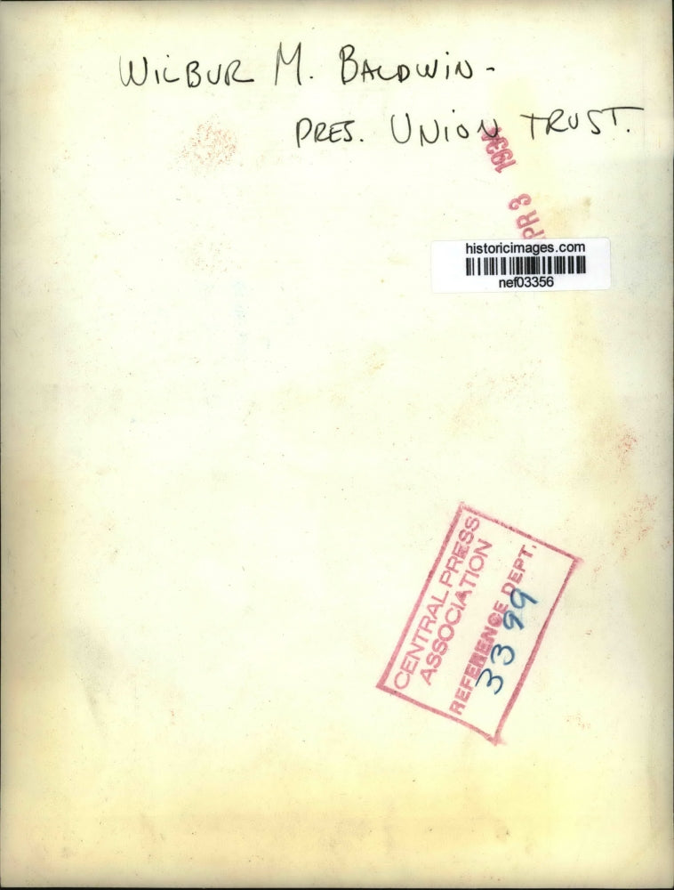 1934 Press Photo Wilbur M Baldwin President Union Trust - nef03356