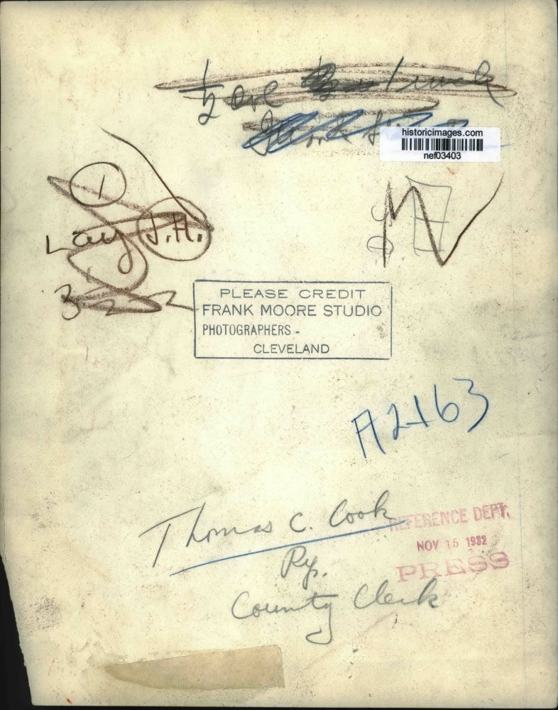 1932 Press Photo County Clerk Thomas Cook - nef03403