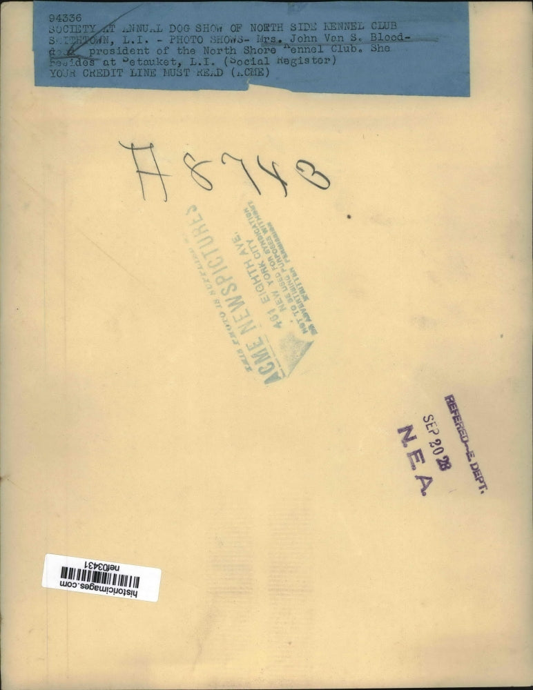 1928 Press Photo Mrs John Van S Bloodgood President of North Shore Kennel Club