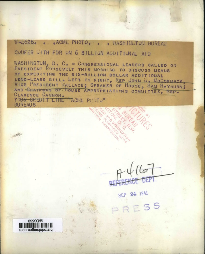 1941 Press Photo Congressional Leaders call on President at White House