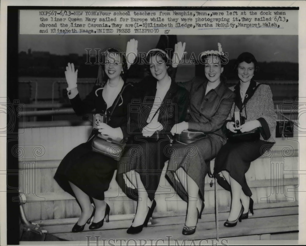 1953 Press Photo Four school teachers from Memphis TN set sail - nef03716