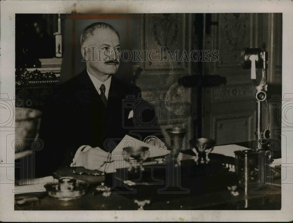 1937 Press Photo French President Albert LeBrun gives radio address to nation- Historic Images