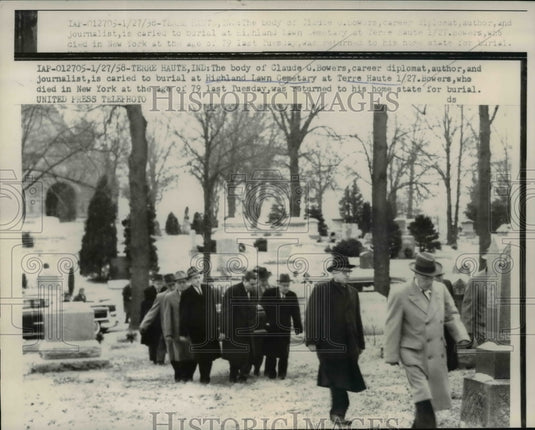 1958 Press Photo Diplomat Claude Bowers buried in Terre Haute, IN - nef03994