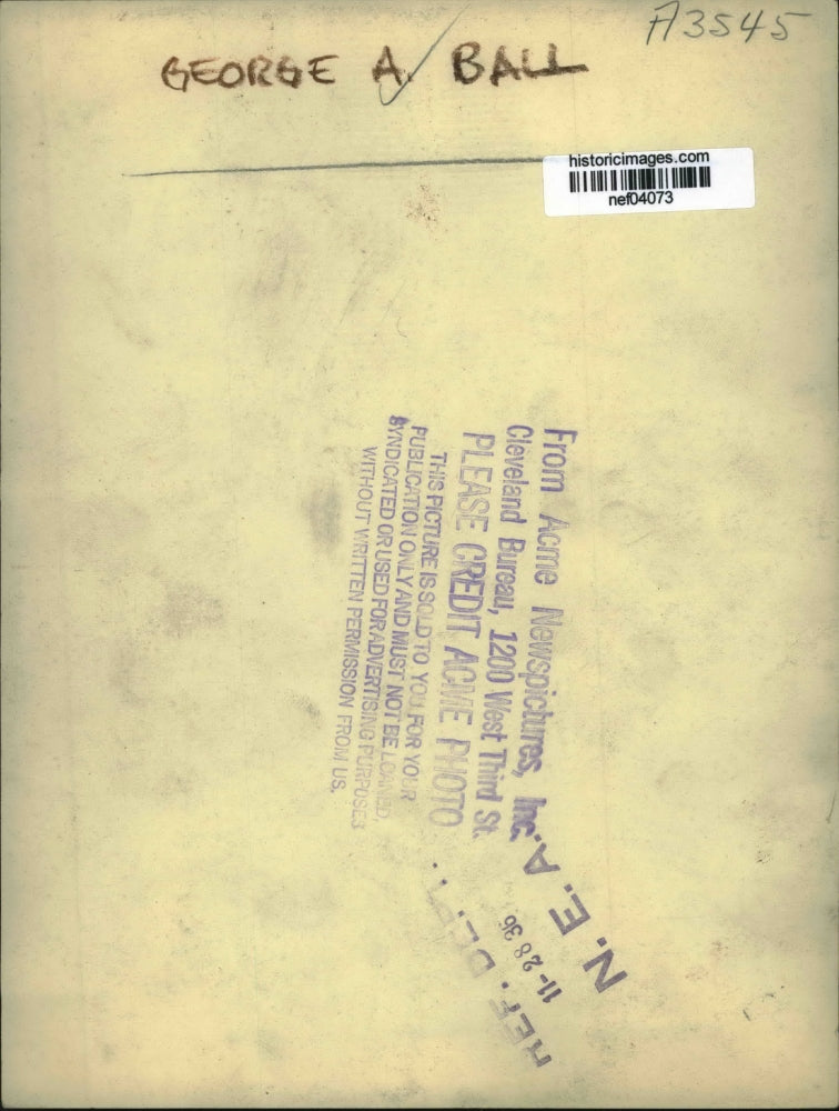 1936 Press Photo George A Ball - nef04073