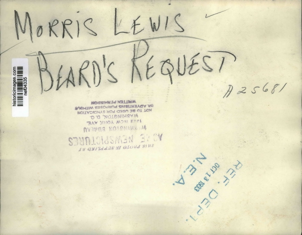1933 Press Photo Morris Lewis Beards Request - nef04335