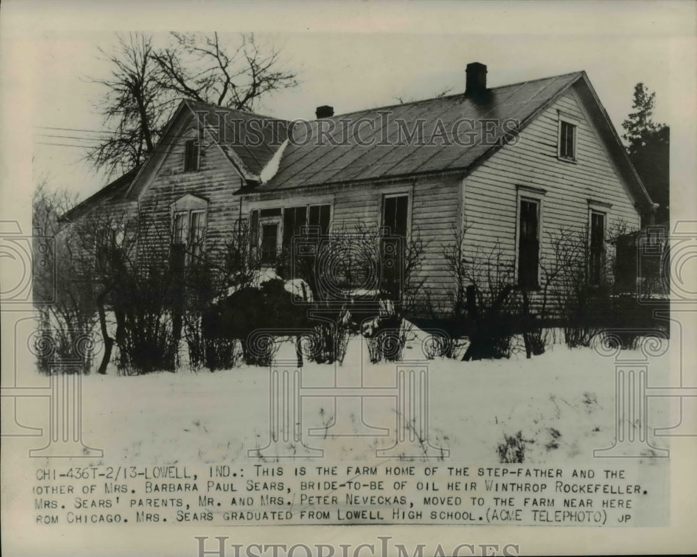 1948 Press Photo Farm Home of Parents of Barbara Paul Sears, Rockefeller Bride