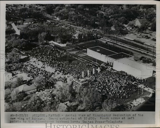 1954 Press Photo Aerial View of Eisenhower Museum Dedication, Abilene, Kansas