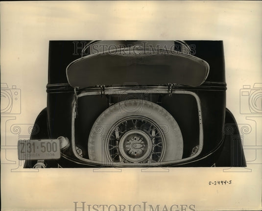 1934 Press Photo Spare Tire Mounting on Terraplane Rear Compartment - nef04485- Historic Images