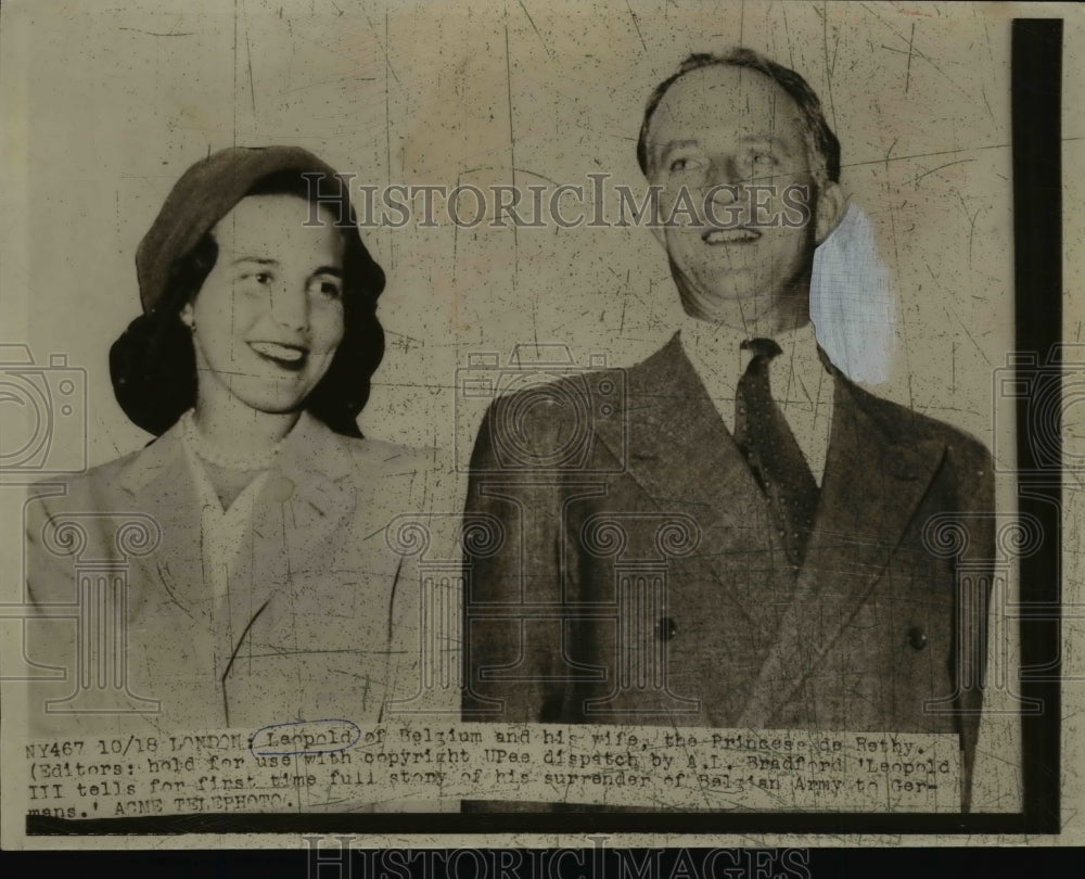 1949 Press Photo Leopold of Begium and his wife the Princess De Rethy