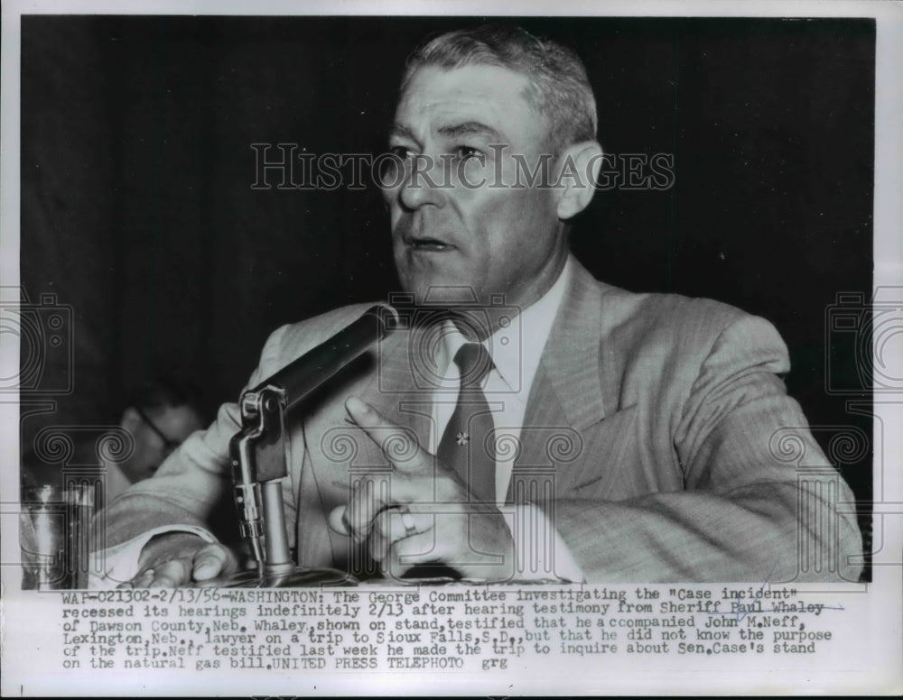1956 Press Photo Sheriff Paul Whaley of Dawson County show at witnessed stand