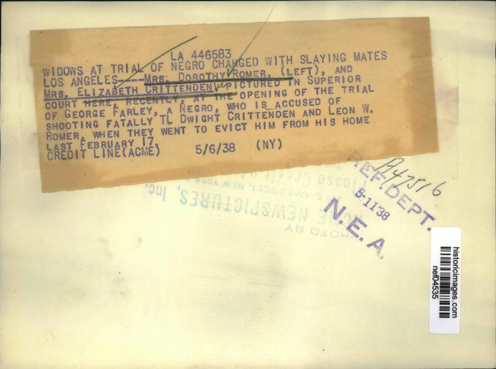 1938 Press Photo Widows at trial of George Farley charged with slaying mates