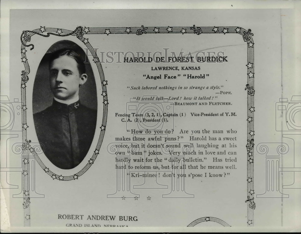 1931 Press Photo Harold de Forest Burdick of Lawrence, Kansas - nef04582