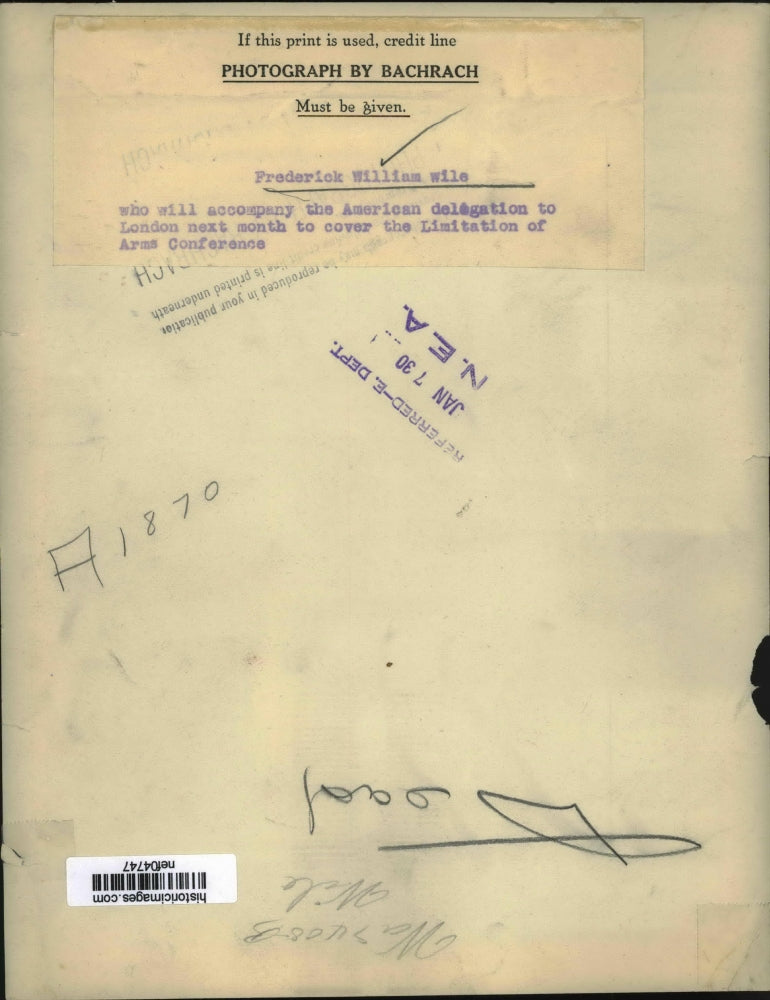 1930 Press Photo Frederick William Wile cover the Limitation of Arms Conference