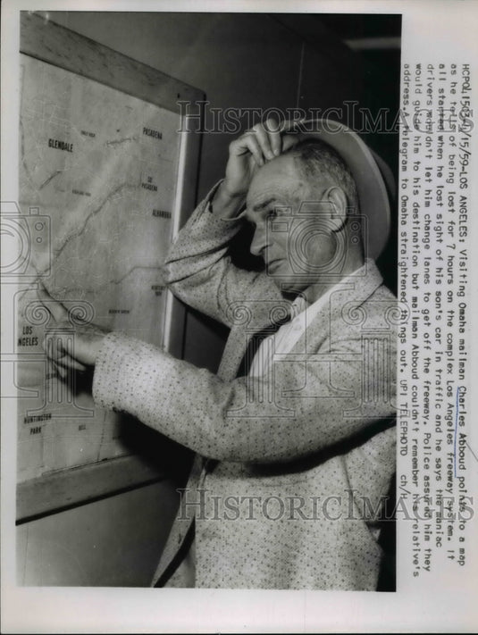 1959 Press Photo Mailman Charles Abboud Recounts Being Lost in LA for 7 Hours