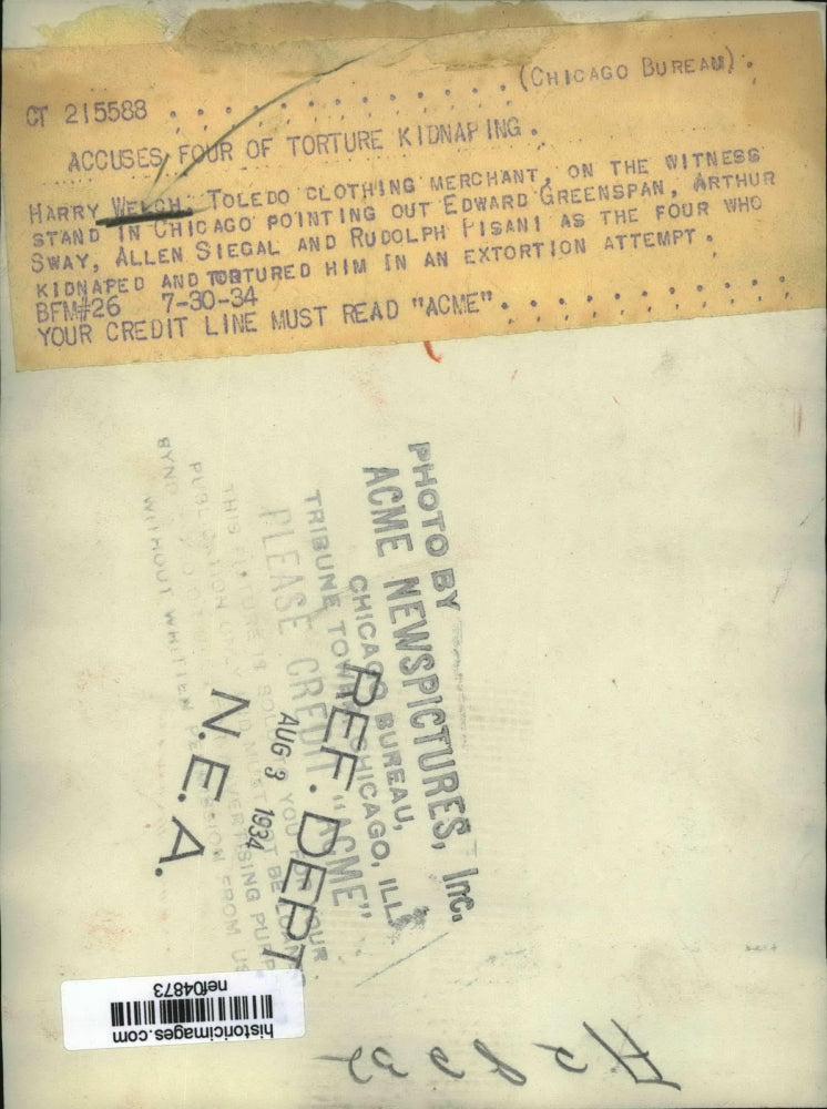 1934 Press Photo Harry Welch, Toledo Clothing Merchant - nef04873