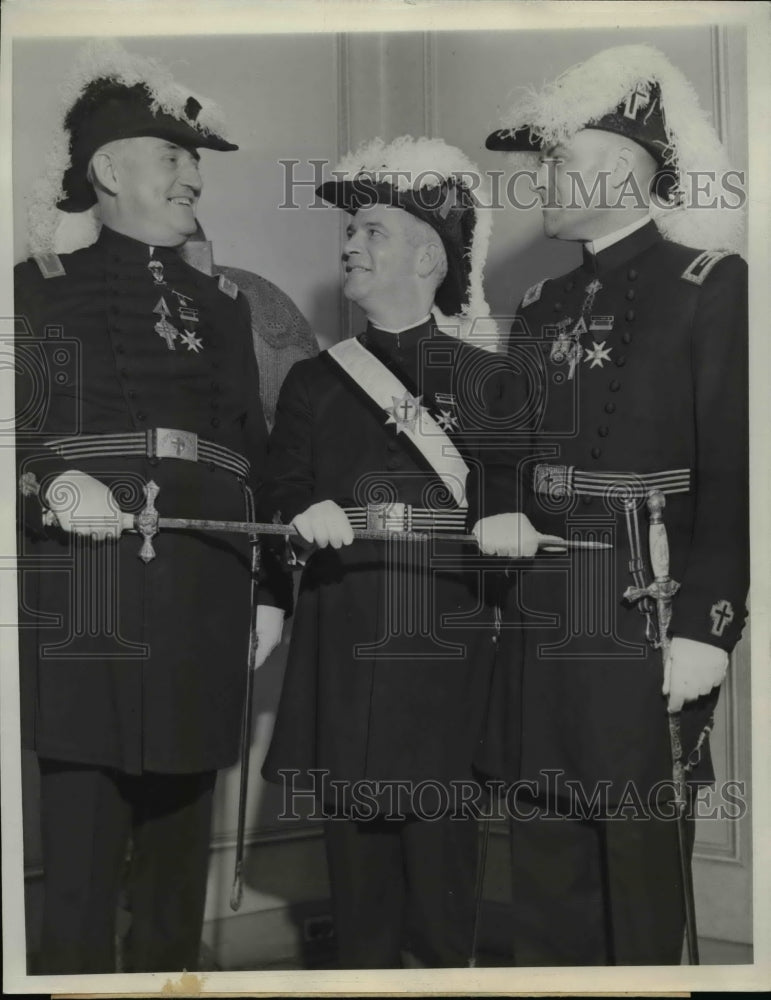 1941 Press Photo Knights Temple, Gov. Dwight Green,James McVittie, Fred Herrmann