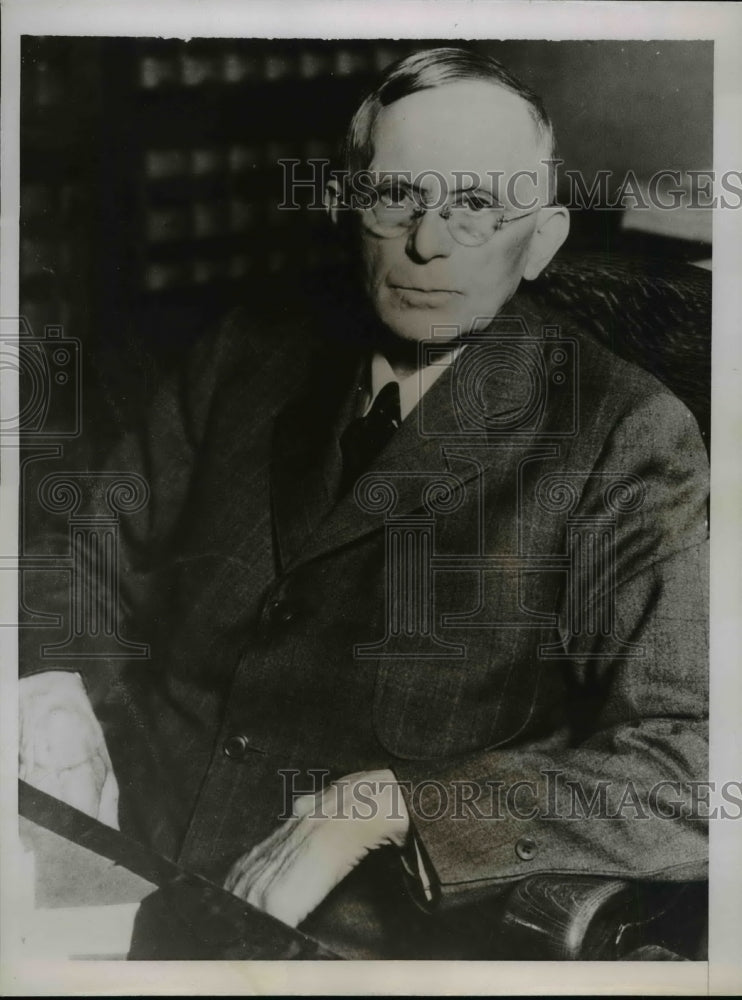 1935 Press Photo Judge Ernest E.Cushman at trial of Weyerhaeuser Kidnapers
