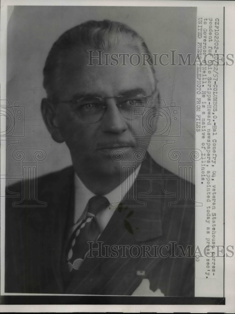 Load image into Gallery viewer, 1957 Press Photo Hal Conefry, Ohio Press Secretary - nef05358
