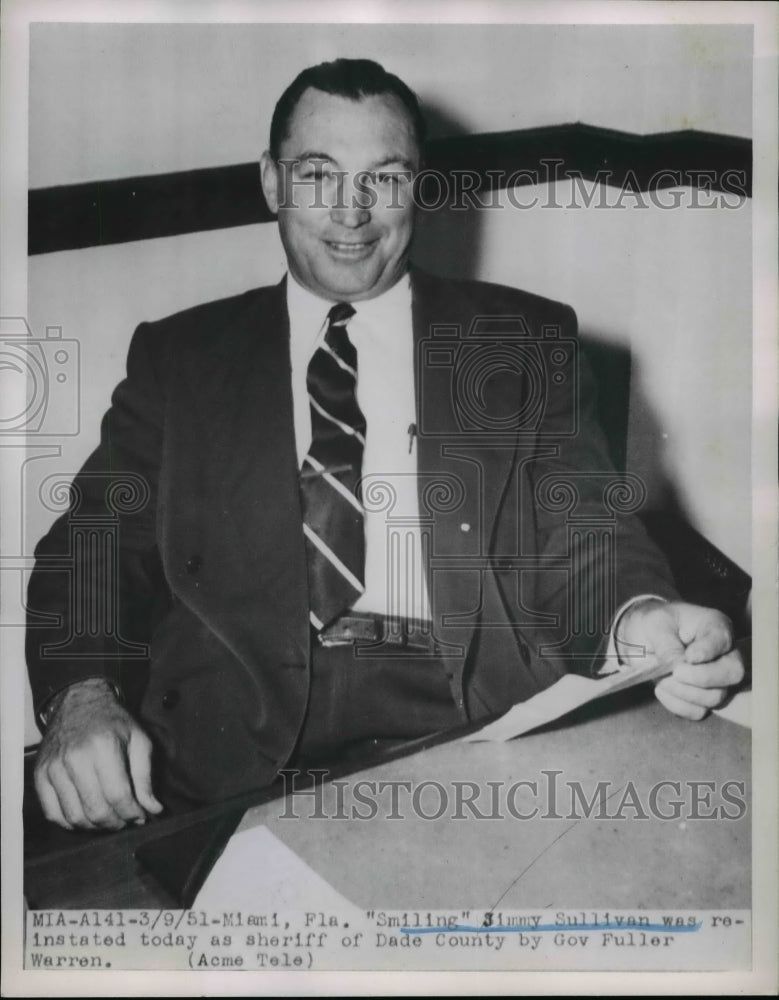 1951 Press Photo Jimmy Sullivan, Dade County, Florida Sheriff - nef05389