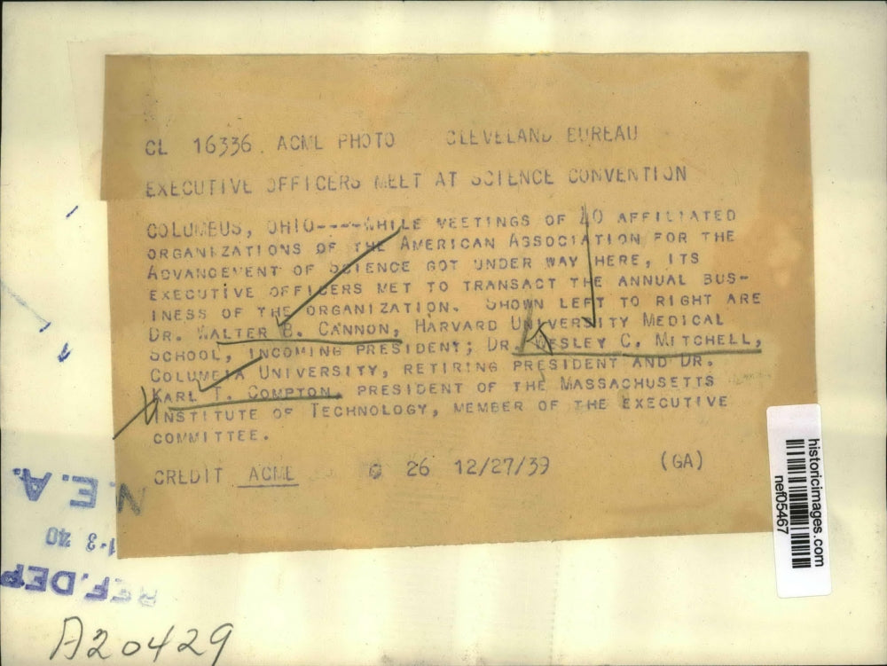 1939 Press Photo Executives Officers meet t the Science Convention - nef05467