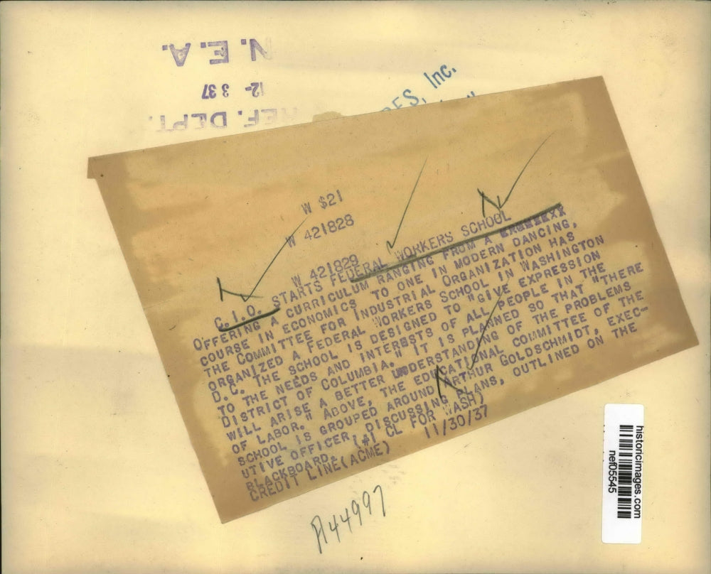 1937 Press Photo C.I.O organized a Federal Workers School in Washington