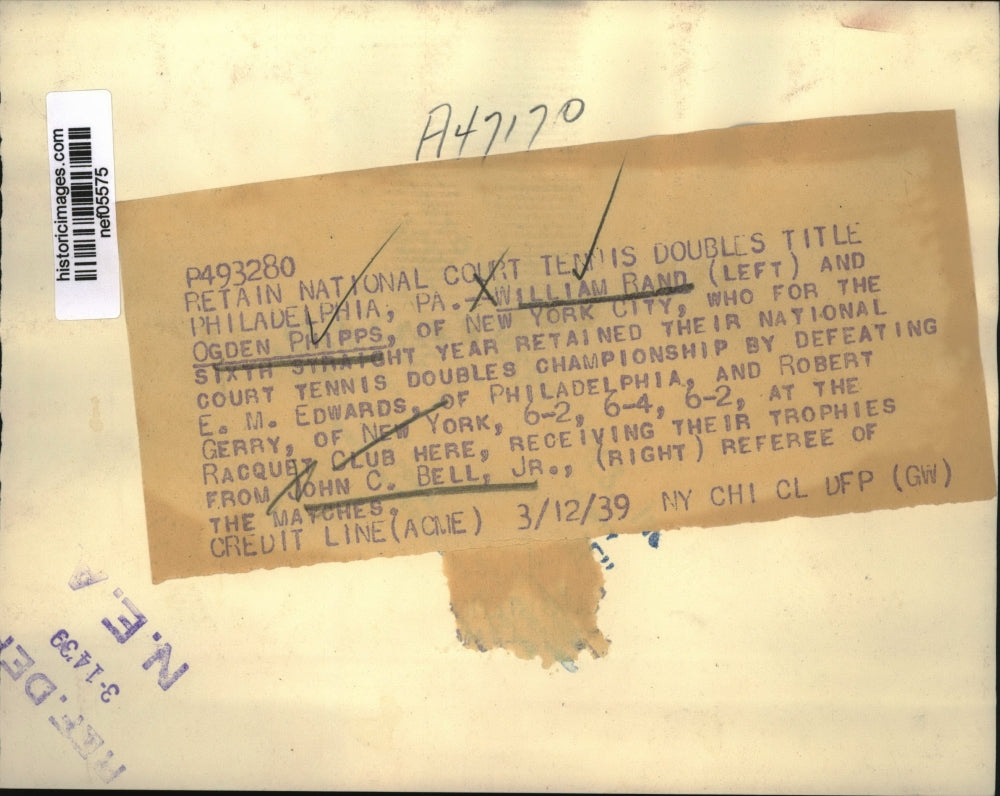 1939 Press Photo William Rand and Ogden Phipps receiving their trophies