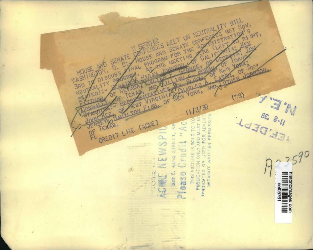 1939 Press Photo Congress Discussed the Administration Neutrality Program